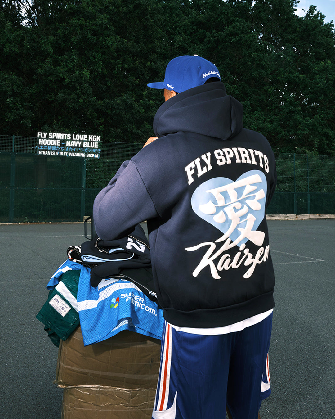 KGK 'Fly Spirits Love Kaizen' Hoodie - In Navy Blue